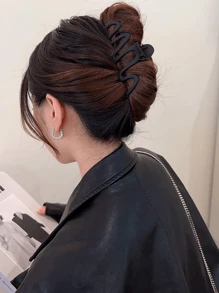 3件組簡約純色磨砂塑膠髮夾，蛇形波浪造型，休閒配件，適合女性捲髮 - 彩色 - 查看 5