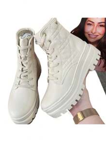 Women Mid-Calf Boots - trắng - Xem 3