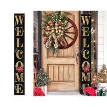 72in Welcome Christmas Porch Sign - Front Porch Christmas Decor Black Welcome Sign, Outdoor Decoration Rustic Modern Farmhouse Entryway Board