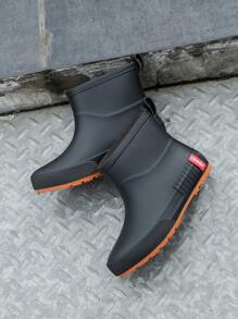1 par de botas de lluvia cortas antideslizantes de unicolor para mujer, con estilo deportivo, impermeables para excursiones al aire libre, ligeras y fashionables zapatillas de agua