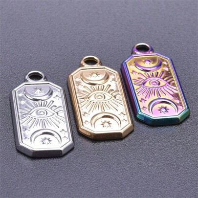 5pcs European And American Style 304 Stainless Steel Geometric Quadrangle Jewelry Accessories For Bracelet, Necklace, Earring, Pendant Handmade DIY Jewelry Making, Oil Press Vacuum 18K Electroplated Pendant