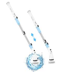 Máy chà sàn quay điện TASVAC EB5, Bàn chải tắm không dây 450RPM với 5 đầu làm sạch có thể thay thế và tay cầm mở rộng có thể điều chỉnh, Máy chà sàn phòng tắm công suất 1,5H cho bồn tắm, vữa, gạch, sàn, tường, bồn rửa - trắng - Xem 1