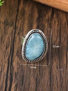 1pc Elastic Adjustable Geometric Colorful Enamel Ring For Ladies/Girls, Elegant And Creative Accessory For Parties And Dates, Gift - Blue - View 2