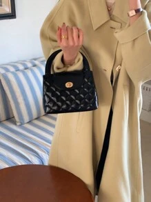 New Fashionable Versatile Quilted Embroidery Thread Shoulder Chain Bag, Perfect For Commuting, Dating Or Carrying As Handbag