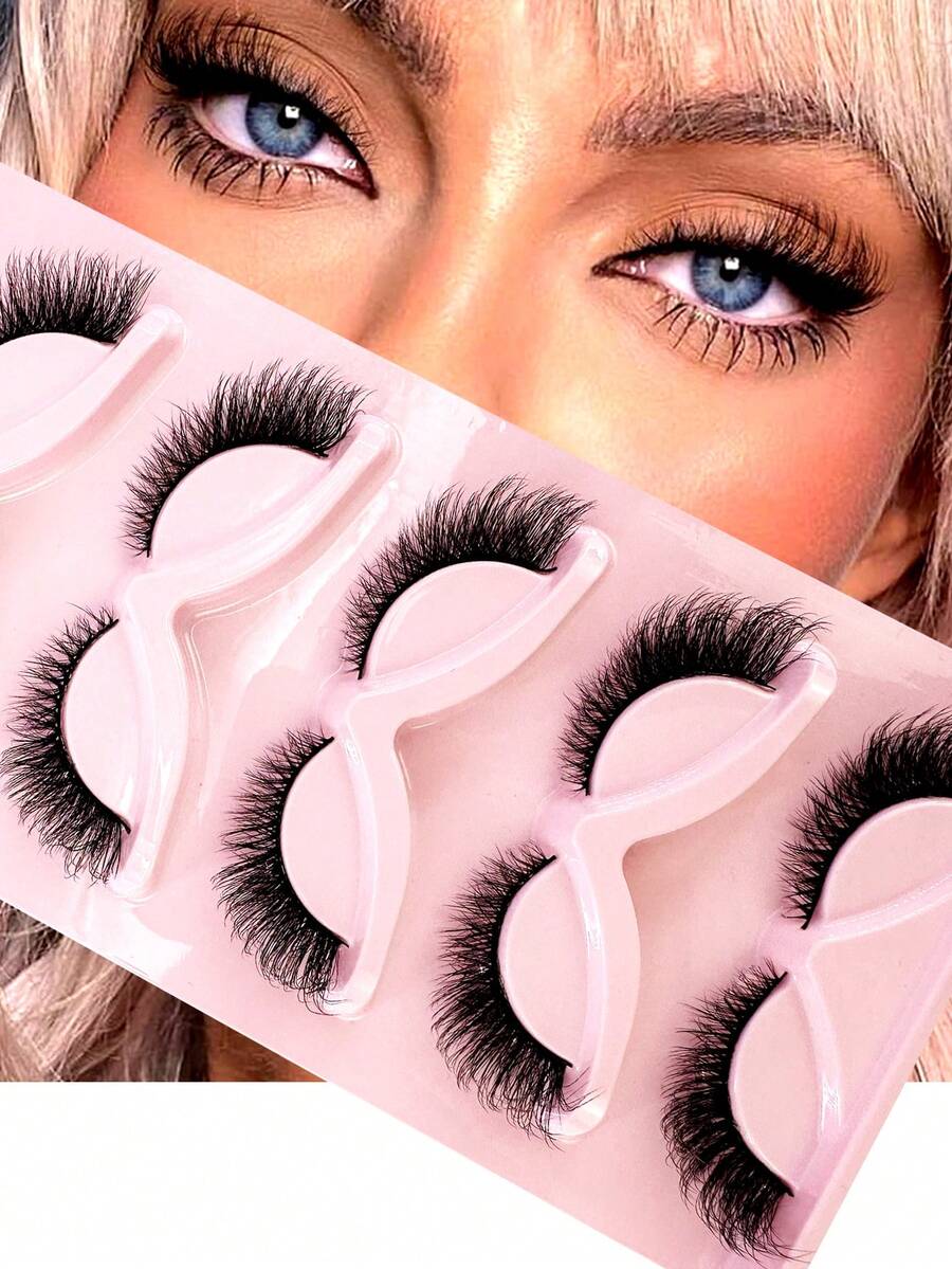 新款5對睫毛軟蓬鬆3D貂毛假睫毛貓眼睫毛捲翹增量貂毛假睫毛仿真自然假睫毛