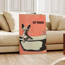 HALFLEMART 1pc Funny Bathroom Wall Art,Pink Bathroom Poster Sphynx Cat Digital Hairless Cat Poster,For Home Bedroom Wall Decoration Art,No Frame