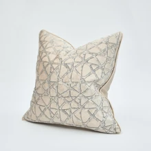 1pc Polyester Decorative Pillow Cover, Geometric Grid Pattern, Available In Multiple Sizes, Suitable For Living Room, Bed, Bedroom (Pillow Insert Not Included) - Brown - View 3
