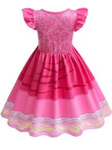 Vestido de Princesa Rosa para Menina, Roupas de Verão, Fantasias para Festa, Idade de 3 a 8 Anos, Vestido de Aniversário