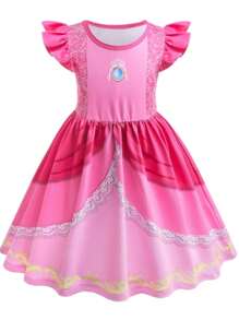 Vestido de Princesa Rosa para Menina, Roupas de Verão, Fantasias para Festa, Idade de 3 a 8 Anos, Vestido de Aniversário