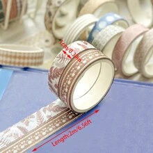 5 cuộn băng Washi dùng để làm sổ lưu niệm, viết nhật ký, người lập kế hoạch, trang trí tiệc, nhãn dán có thể xé được và không dấu vết - Nhiều màu - Xem 2