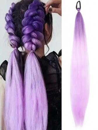 26 Inch Synthetic Gradient Straight Ponytail Elastic Band DIY Braided Hair For Women's Daily Christmas And New Year Role-Playing Party Use
