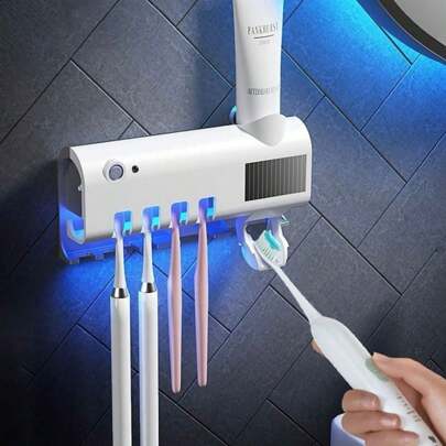 Suporte Escova De Dentes Esterilizador Com Luz UV Antibacteriano Decoracão Banheiro