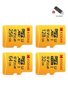 Kodak Tarjeta Micro Sd de 32GB 64GB U3 A1 128GB 256GB, Tarjetas Microsd TF con lector de tarjetas USB 2.0 incluido - Amarillo - Ver 2