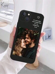 Iphone 16 1pc 个性化情侣名字玻璃手机壳兼容 Apple IPhone 15 Promax/Samsung S24 Ultra/Redmi 等型号 - 黑色 - 查看 5