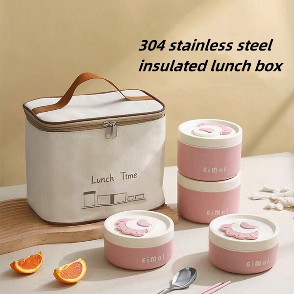1pc Insulated Bento Box With Lid, Microwave Friendly, Leakproof, Suitable For Office Workers, Teenagers, And Students - Hand Washable, Ideal For Cafeteria, And Home Kitchen Use,Kitchen,Christmas Gift