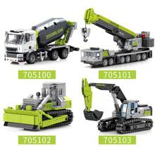 1 pezzo Modello di veicolo da costruzione Zoomlion, gru, betoniera, bulldozer, escavatore, set di blocchi da costruzione per città, ottimo regalo decorativo per compleanni, Natale o Ognissanti - Multicolore - Visualizzare 12
