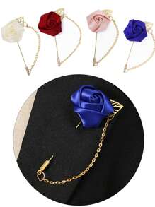 1 Peça Boutonnière de Noivo em Rosa de Seda com Folha de Corrente Dourada para Decoração de Noivo, Casamento e Festa de Casamento, Melhor Presente, Decoração de Casamento, Decoração Doméstica, Decoração de Quarto, Lembrancinhas de Festa, Decorações de Aniversário de Noiva, Formatura, Decorações de Festa Despedida de Solteira