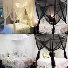 4 Corners Post Bed Canopy Curtain Mosquito Net Or Frame Single Double King,Mosquito Net,Four Corner Mosquito Net,Which Is Good For Keeping All The Terrible And Annoying Flying Bugs/Mosquitoes/Insects Aways. - Beige - View 2