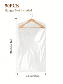 50 pezzi buste in plastica trasparente per lavaggio a secco, buste antipolvere per appendere gli abiti, adatte per uso domestico e negozio (60*90cm, 60*100cm, 60*120cm) (appendini non inclusi), organizer per scuola, insegnanti e studenti, organizer per armadi e cassetti, per camere da letto e armadi, per appendere vestiti, abiti, camicie e cappotti - Trasparente - Visualizzare 15
