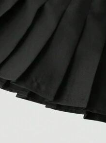 2入組黑白格子少女風百褶裙套裝，適用於青少年女孩 - 彩色 - 查看 5