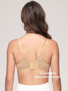 Women's Sexy Lace Bra Sheer Bras Underwire Added Support - Apricot - View 2