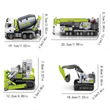 1 pezzo Modello di veicolo da costruzione Zoomlion, gru, betoniera, bulldozer, escavatore, set di blocchi da costruzione per città, ottimo regalo decorativo per compleanni, Natale o Ognissanti - Multicolore - Visualizzare 3