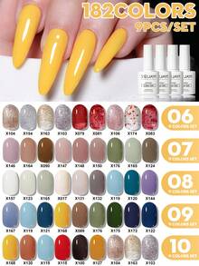 XEIJAYI 1Pc 7.3ML Gel Sơn Móng Tay Bộ Khởi Đầu 9 Màu Đen Trắng Hồng Xanh Ngâm Tắt Không Lau gel Móng Tay Bộ Sơn Bóng Thích Hợp Cho Tất Cả Các Mùa - Nhiều màu - Xem 1