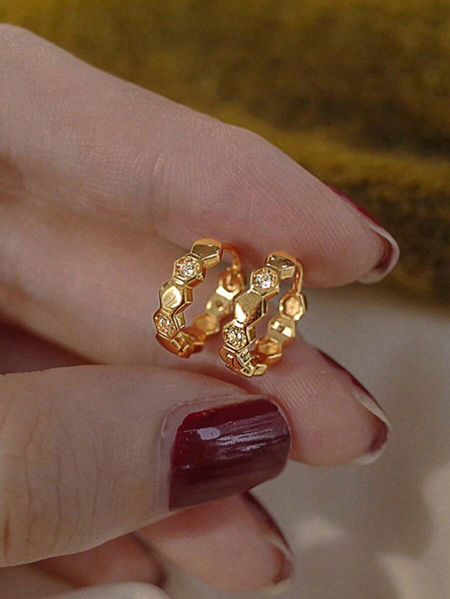 GAGAFEEL 一对优雅的S925纯银蜂窝设计耳环，轻盈奢华，品质上乘，法式复古风格，女士珠宝配饰，送给女孩/女士/女友/母亲的精美礼物