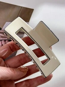 1 Peça Presilha Quadrada Simples de Tamanho Médio para Cabelo de Mulher na Cor Bege, Adequada para Uso Diário, Presilha de Cabelo, Grampo de Cabelo, Clipe de Cabelo, Prendedor de Cabelo, Presilha de Garra