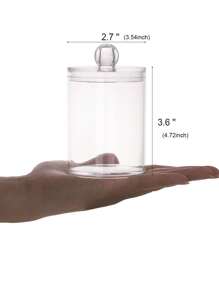 4 件装清洁棉签架分配器塑料药瓶套装方形浴室收纳盒牙线棒容器浴室罐梳妆台化妆品收纳盒带盖适用于圆形垫子储存 - 彩色 - 查看 8