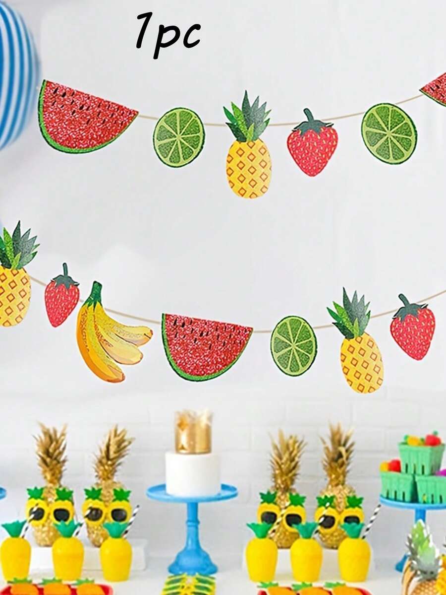 1 pieza Bandera de frutas vibrantes - Llamativa, colorida y reutilizable para celebraciones festivas - Perfectas decoraciones para fiestas de cumpleaños, bodas y eventos temáticos - Multicolor - Ver 1