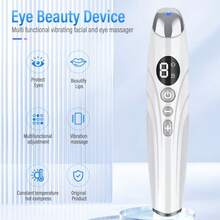 Electric Eye Massager With Warm Care, 3 Intensity Levels, Metal Massage Head And LED Display, Portable Under-Eye Beauty Device, Suitable For Daily Skincare, 350mAh - White - View 7