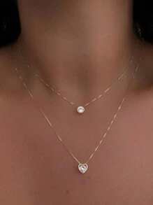 1pc INS Style Double-Layer Rhinestone Butterfly Design Women Necklace, Summer Dating Accessory - Silver - View 6