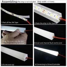6 Pack LED Aluminium Channel Profile 3.3ft Extrusion Diffuser Strip Lights Cover - White - View 9