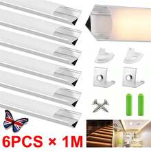 6 Pack LED Aluminium Channel Profile 3.3ft Extrusion Diffuser Strip Lights Cover - White - View 2