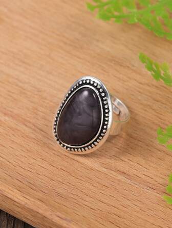 1pc Adjustable Elastic Geometric Colorful Enamel Ring For Women/Girls, Elegant & Fashionable Creative Gift For Party/Date