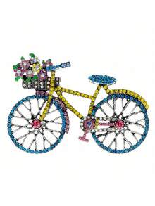 1入復古女士多彩鑲鑽自行車胸針，個性創意胸針作為母親節禮物 - 7cm - 查看 7