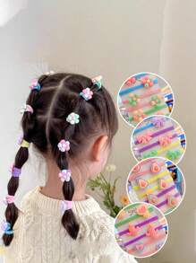 20入組新款卡通毛巾環彈性小女孩髮圈，不傷髮的寶寶女孩髮帶