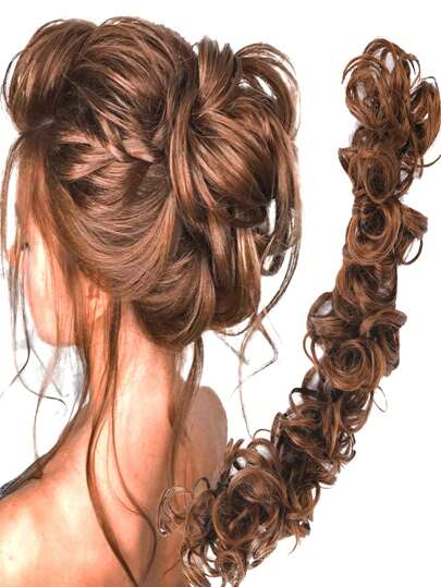 Diy Messy Hair Bun Updo Extensions, Curly Hair Scrunchies Chignon Hairpiece Bun Ponytail Hair Accessories Hair Donut Updo Ponytail Scrunchy Updo Hairpiece Wigs For Women Hair Piece(Light Brown)