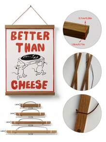 1pc Canvas Print Poster With Removable Frame, Multiple Sizes Available, Cute Cartoon Mouse Design, "Music Is Better Than Cheese" Modern Stylish Creative Wall Art Decor For Living Room, Bedroom, Hallway, Up To 60*90cm, Wood Magnetic Hanging Scroll Frame, Art Gift, Home Decor, PVC Tube Safe Packaging