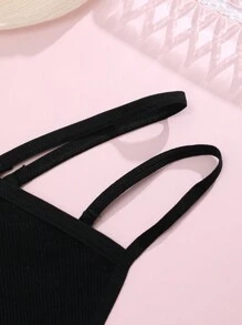 Solid Color Simple And Colorful Double-Layered Waistband Sexy Thong Women's Underwear, Black - Black - View 4