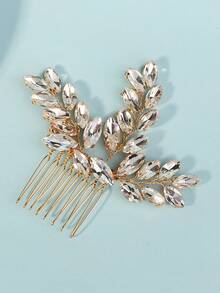 1 pente de cabelo elegante para noivas com pente lateral de strass para casamento, festa, baile de formatura, acessórios reais para o Dia dos Namorados. - Ouro - Ver 9