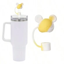 1入可愛卡通熊造型硅膠杯吸管蓋，可重複使用氣密防塵飲料吸管蓋，防濺飲料杯吸管可愛配件