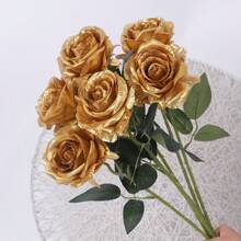 6入組人造玫瑰 - 金色 - 查看 9