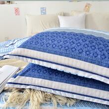 2/3 Pcs Blue And White Multi-Patterned Stripe Patchwork Print Comforter Set, Modern Soft Luxury High-Quality Lightweight Microfiber Bedding, Low Allergenicity And Good Breathability, Suitable For All Seasons Of Spring, Summer, Autumn, And Winter. Double Sided Design, Can Be Hand Washed, Dry Cleaned, Or Machine Washed,