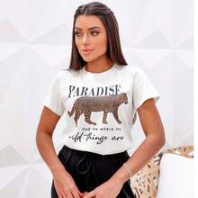 Tshirt Camiseta Feminina Algodão Paradise Qualidade Premium. - Bege - Visão 3