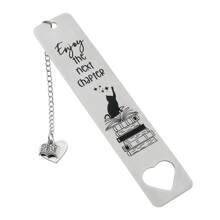 1 pieza Marcadores de libros personalizados de gato de acero inoxidable, regalos de marca libros para amantes de la lectura, regalos de cumpleaños para amigos, material escolar de papelería - 1 marcador - Ver 11
