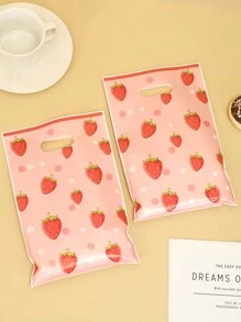 10/20/50pcs 16.5*25cm Strawberry Print Gift Bags,Plastic Party Candy Bags With Handles,Multi-Purpose Gift Wrapping Supplies Goodie Bag For Gender Reveal Strawberry Theme Birthday Family Holiday Party, Suitable For Boutique Stores, - Multicolor - View 4