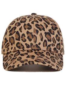 1 pieza Gorra de béisbol ajustable con estampado de leopardo, unisex para niños, sombrero casual de moda para protección solar, adecuado para exterior, primavera y otoño para niños y niñas