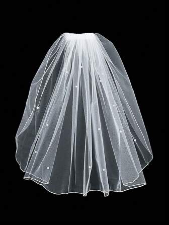 1 件优雅白色仿珍珠新娘面纱，带梳子的新娘发饰，适用于单身派对、婚礼装饰和拍照道具、圣诞节